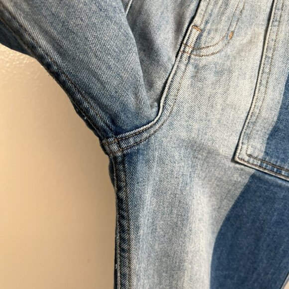 Proenza Schouler High Rise Flare Jeans Size 28 Two Tone Cropped Blue Denim - Picture 7 of 12